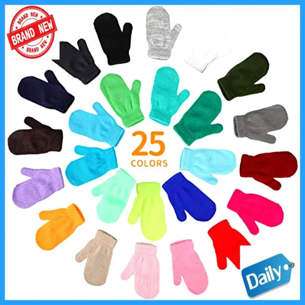 Kids Winter Mittens 50 Pairs Stretch Knit Gloves Toddler Size 1-6 Years
